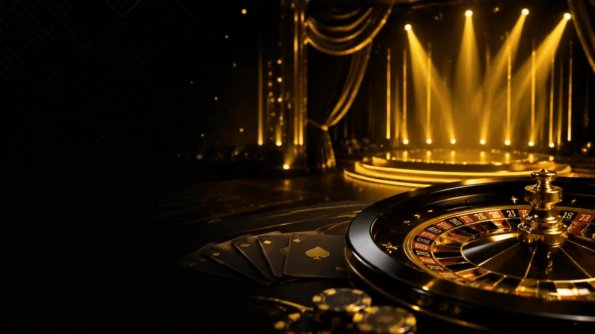 Premium live entertainment experience in a black and gold theme